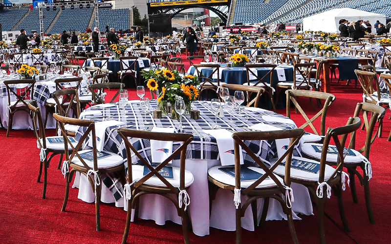 Tables decorated for an event.