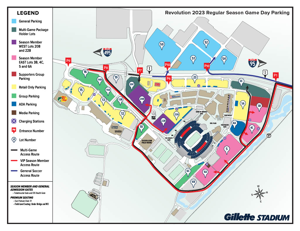 Revolution Parking Map Gillette Stadium