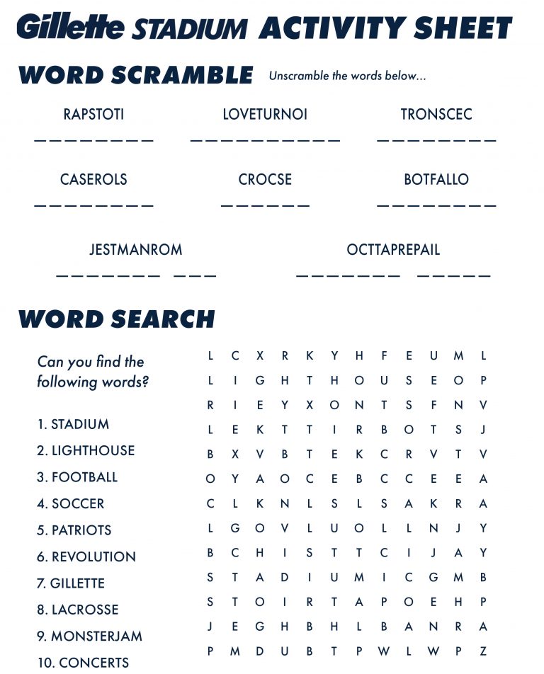 Activity sheet, word search.