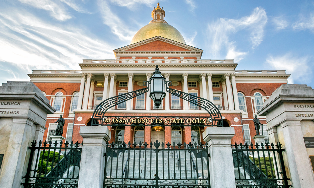 Massachusetts State House from outside.