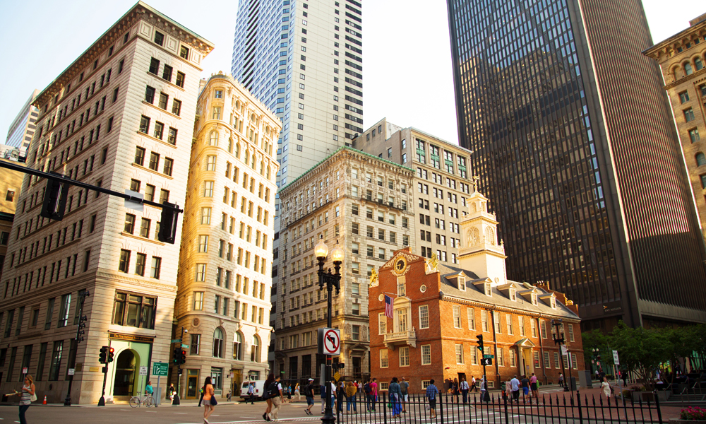 City of Boston during golden hour.