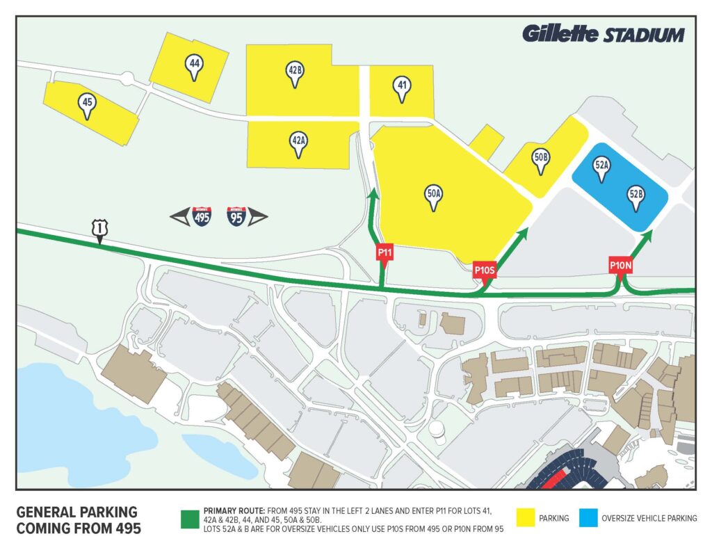 General parking coming from 495 to get to Gillette Stadium.