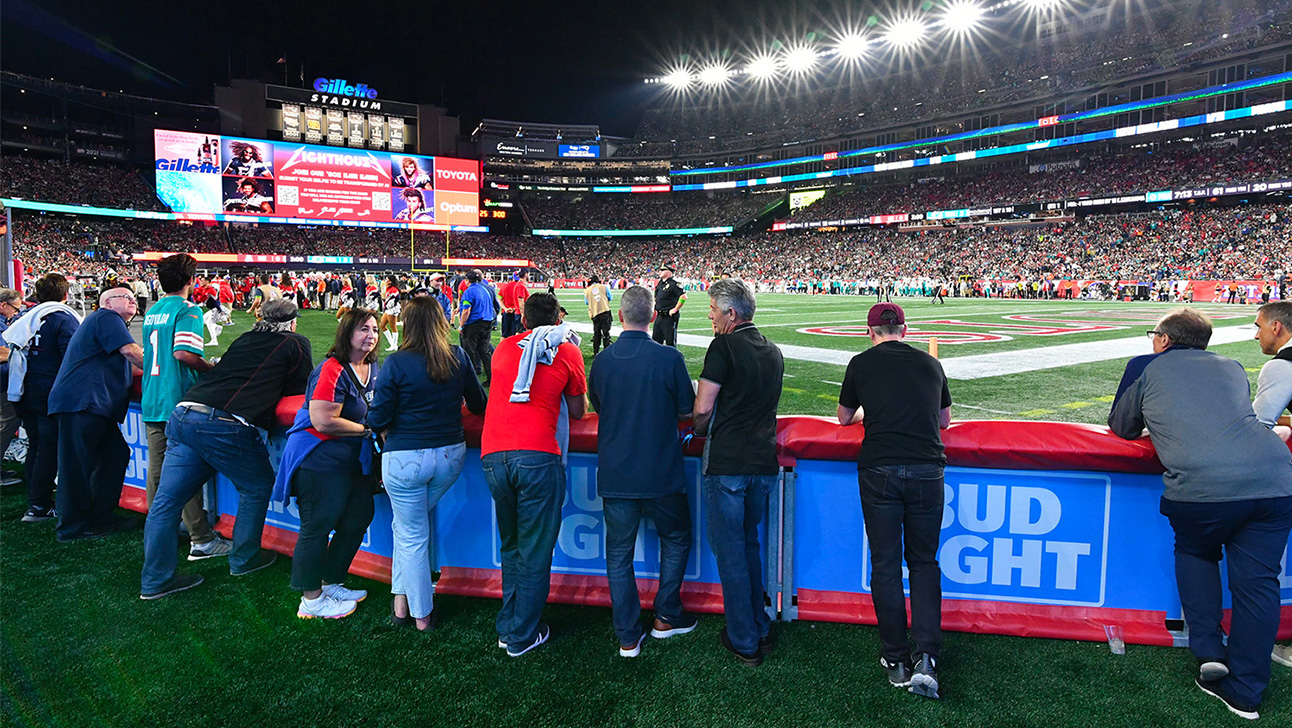 Fans enjoying the Optum Field Lounge on a Patriots game day.