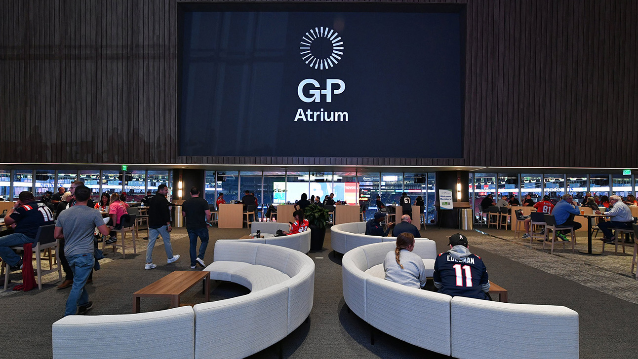 G-P Atrium on a Patriots game day.