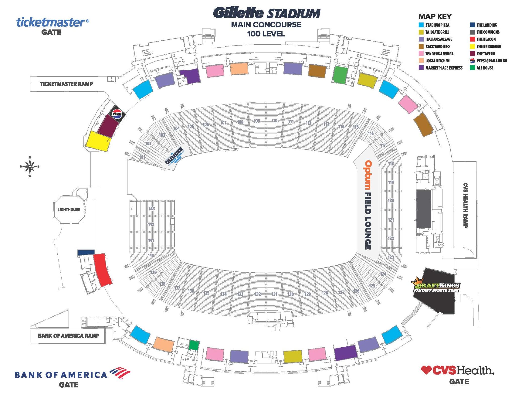 Main concourse level 100 seating chart.