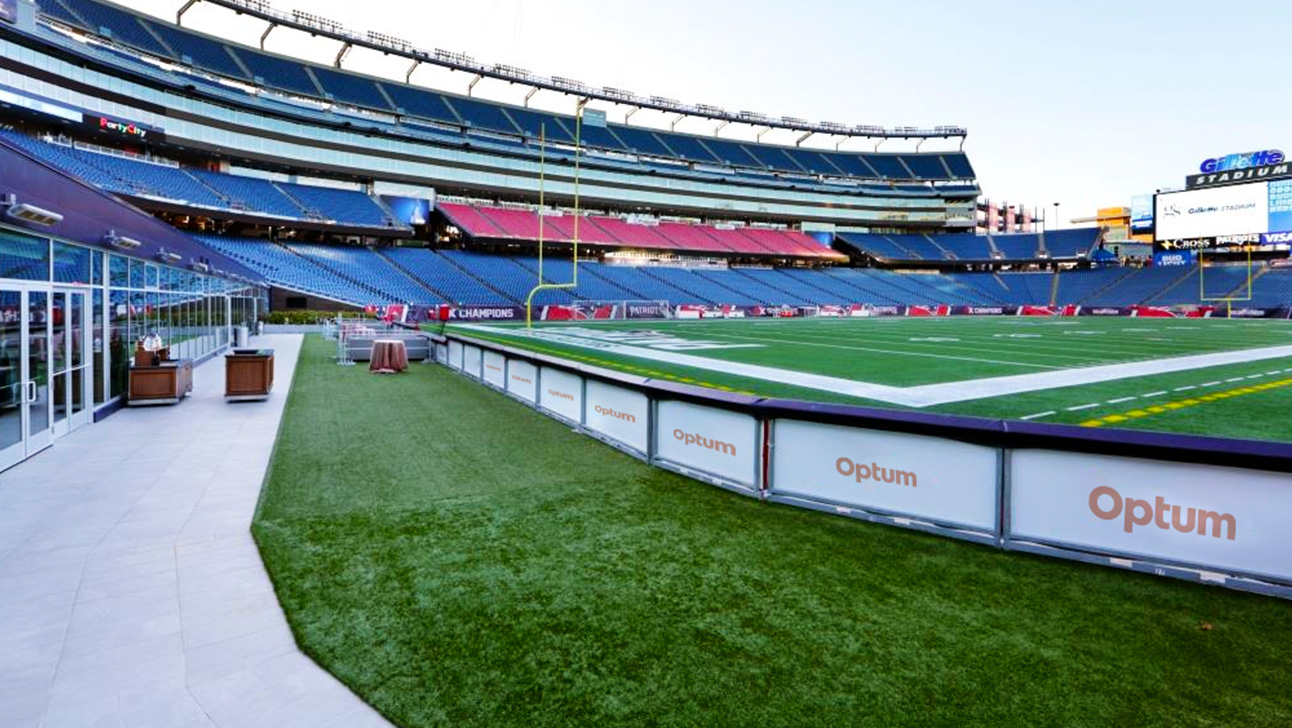 Optum Field Lounge on a sunny day.