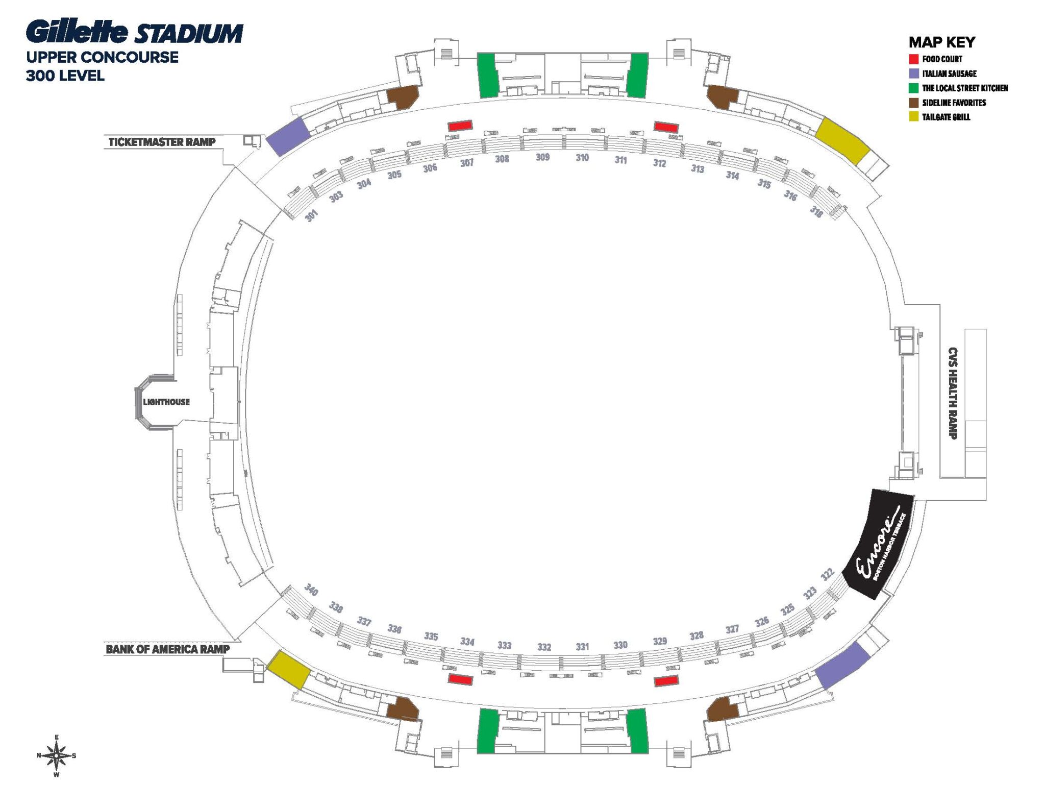 Upper concourse level 300 seating chart.