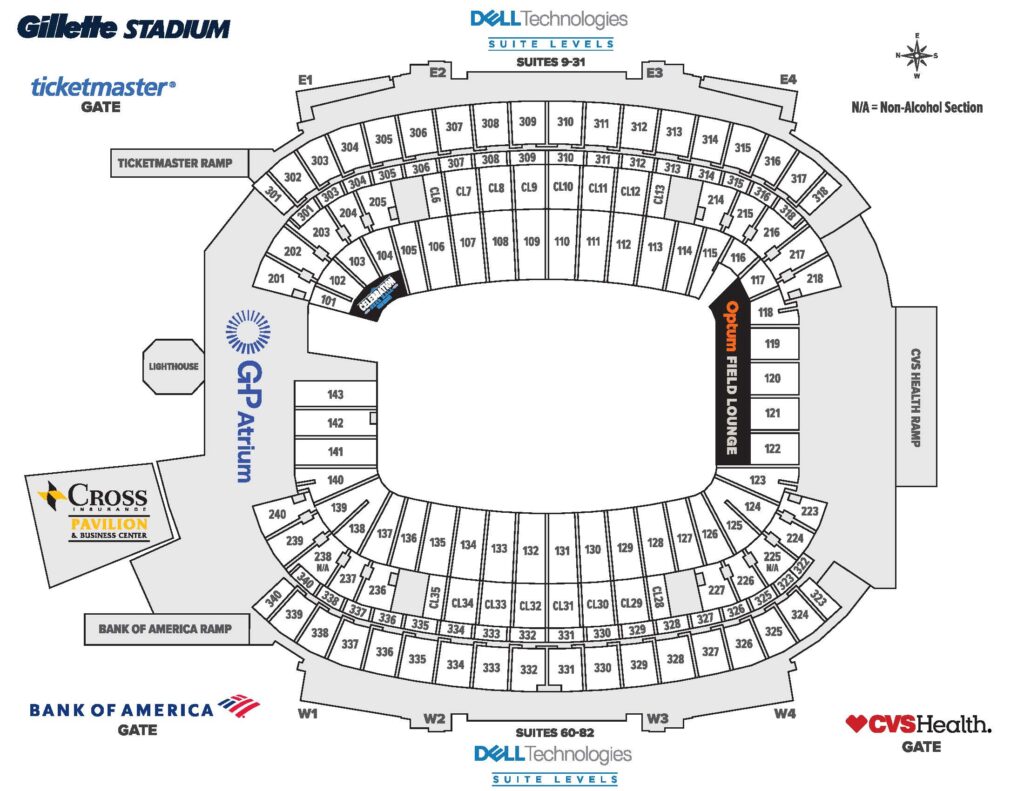 General Seating Chart Gillette Stadium