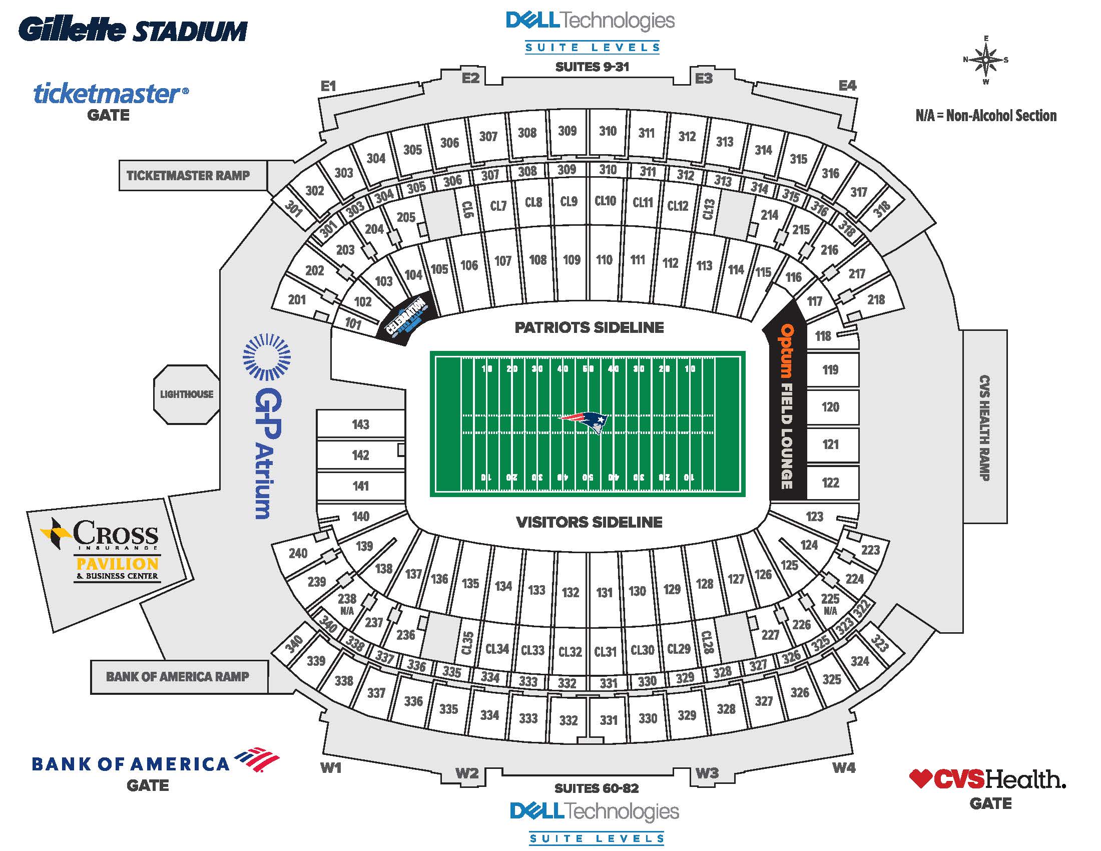 Patriots Seating Chart Gillette Stadium