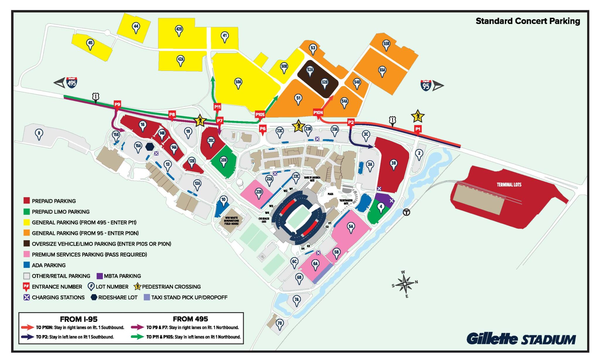 Concert and events parking map.