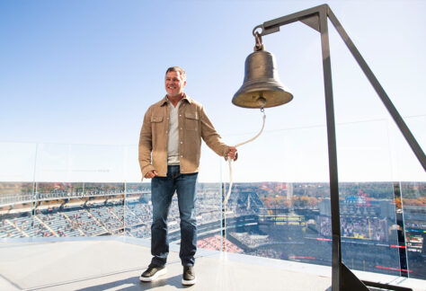 Adam Vinatieri ringing the bell as keeper of the light on October 27.