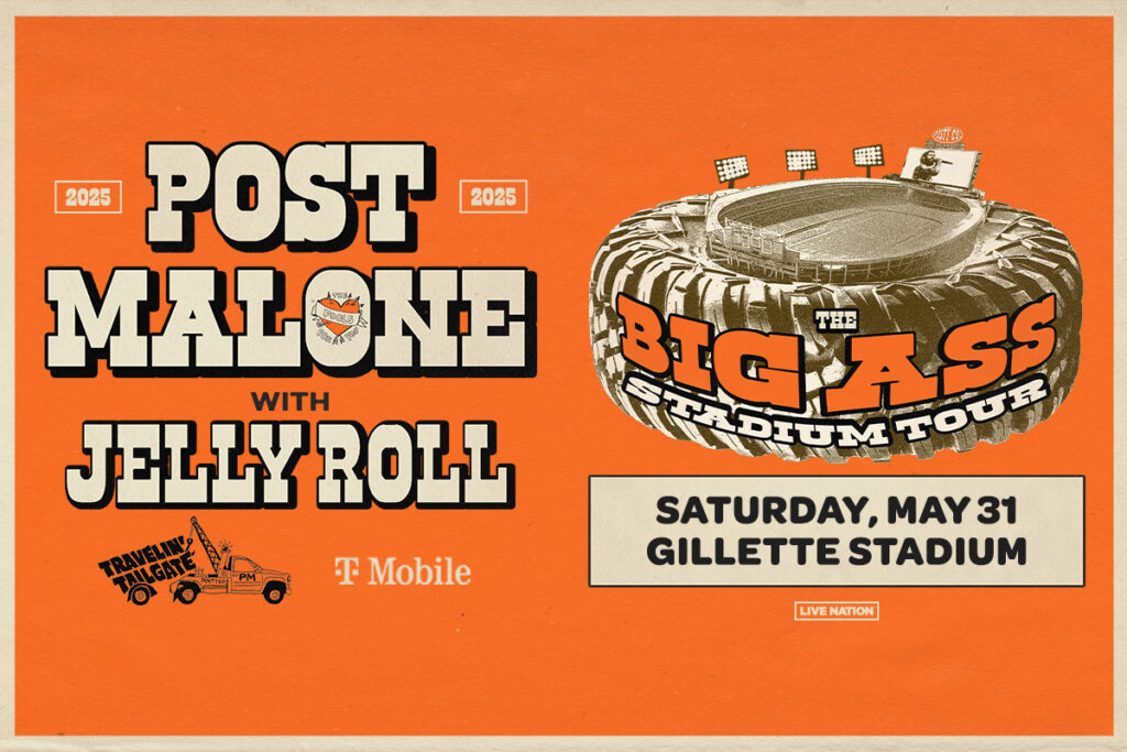 Post Malone for the Big Ass Stadium Tour with Jelly Roll on May 31 at Foxborough.