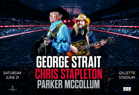 George Strait, Chris Stapleton, Parker McCollum June 21 at Foxborough Stadium.